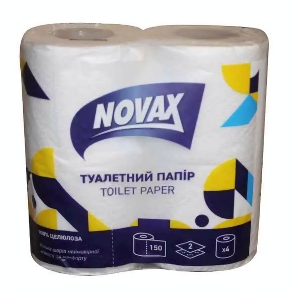 Туалетний папір Novax целюлозний, двошаровий, 4 рулони - Pampik