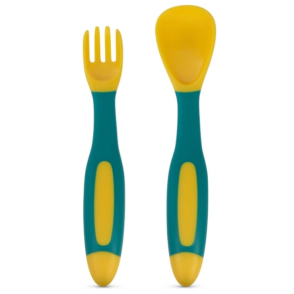 Набор столовых приборов Baboo, от 6 мес., 2 предмета, бирюзовый (10-037) - Pampik