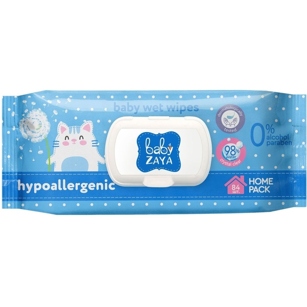 Влажные салфетки Baby Zaya, гипоаллергенные, 84 шт. - Pampik