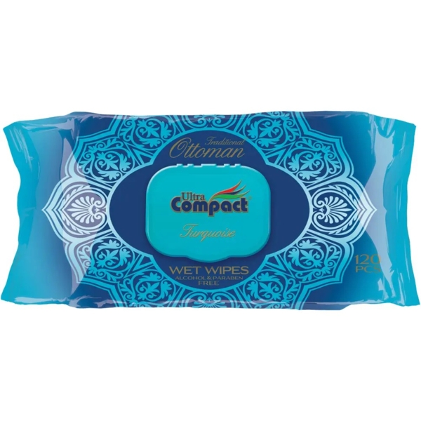 Вологі серветки Ultra Compact Ottoman Бірюза з клапаном, 120 шт. - Pampik