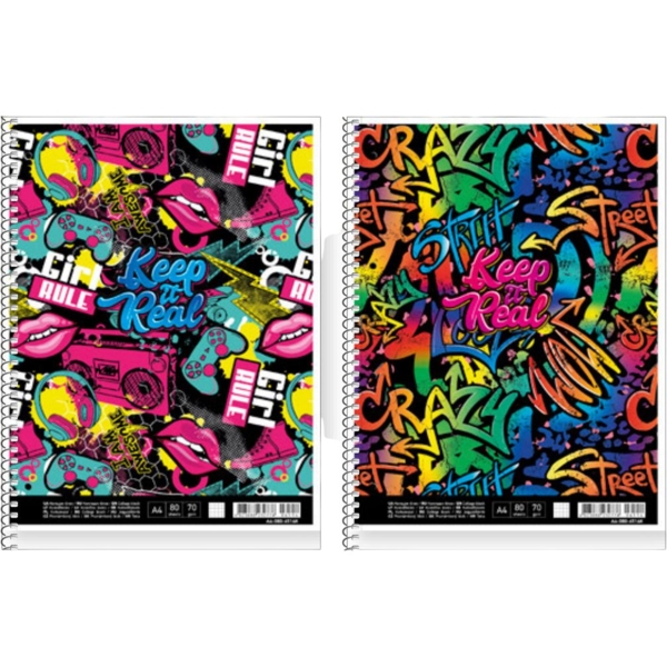 Колледж-блок Student, А4+, в клеточку, спираль, 80 листов, girl rule (A4-080-6514K) - Pampik - 2