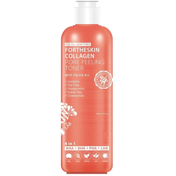 Тонер-пилинг для лица Fortheskin Collagen Pore Peeling Toner с коллагеном, 280 мл - Pampik