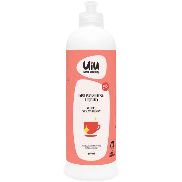 Засіб для миття посуду UIU Біла полуниця, 0,5 л - Pampik