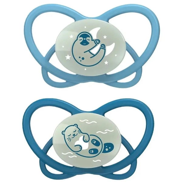 Пустышка силиконовая Nip Моя бабочка Ночь, 5-18 мес., 2 шт., синий (38655-51) - Pampik