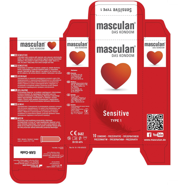 Презервативи Masculan Sensitive, Тип 1, ніжні, 10 шт. - Pampik - 2
