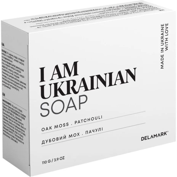 Тверде мило DeLaMark I am Ukrainian з ароматом дубового моху та пачулі, 110 г - Pampik