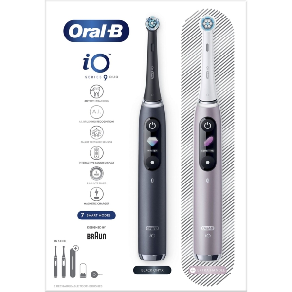Електрична щітка Oral-B iO Series 9 Duo iOM9d.2J2.2AD 3758+додаткова ручка Black - Pampik - 2