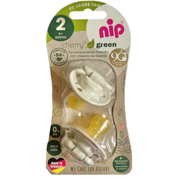 Пустушка Nip Вишенька Зелена серія, 6+, кругла, 2 шт., коричневий з бежевим (38734-51) - Pampik