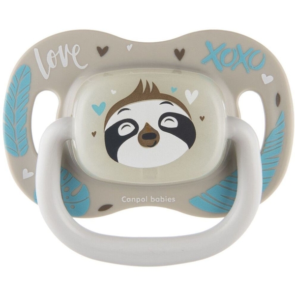 Силіконова симетрична пустушка Canpol babies Exotic Лінивець, сірий, 18+ міс. (34/922_leni) - Pampik