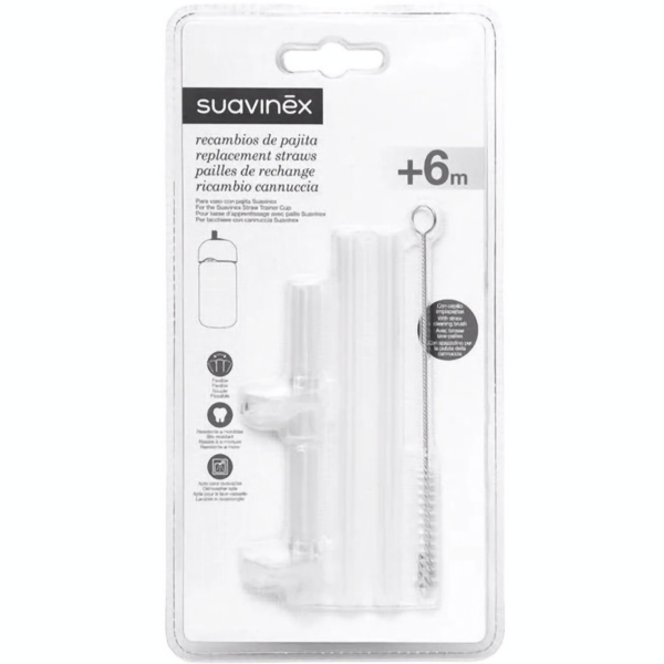 Набір змінних соломинок Suavinex, зі щіточкою, 2 шт. - Pampik