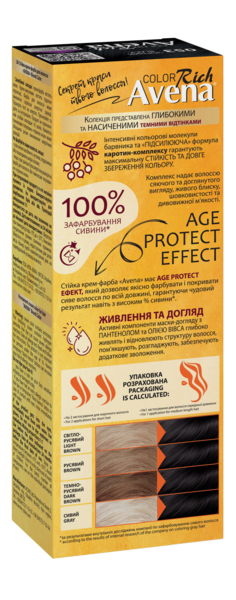 Cтійка крем-фарба для волосся Avena Rich Color Чорний 053, 138 мл - Pampik - 3