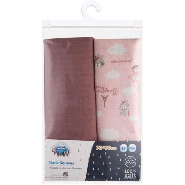 Пелюшка муслінова Canpol babies Bonjour Paris, 70х70 см, 2 шт., рожевий (26/901_pin) - Pampik - 5