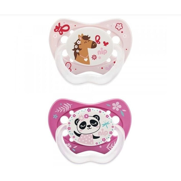 Пустышка Nip Я уникум № 1, силиконовая, 0-6 мес., 2 шт., розовый с фиолетовым (31802) - Pampik