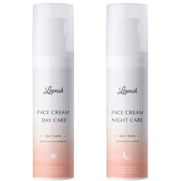 Набір для жирної шкіри Lapush Day & Night: Денний крем з цинком PCA та ніацинамідом 50 мл + Нічний крем з цинком PCA та ніацинамідом 50 мл - Pampik