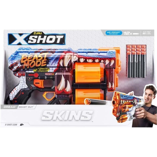 Швидкострільний бластер Zuru X-Shot Skins Dread Beast Out, 12 патронів (36517P) - Pampik