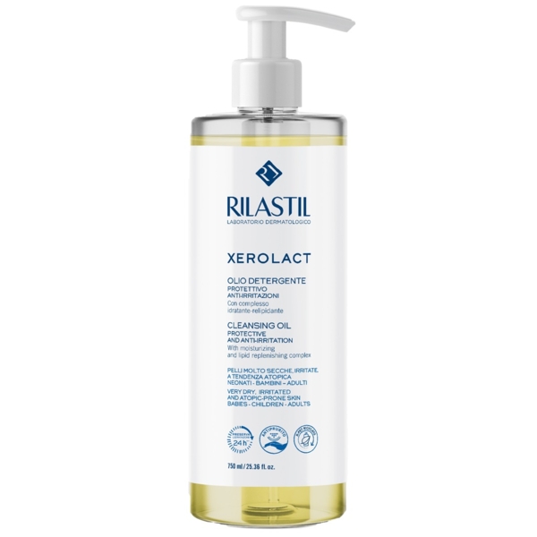 Олія очищуюча Rilastil Xerolact для обличчя та тіла для дуже сухої шкіри, схильної до подразнення та атопії 750 мл - Pampik