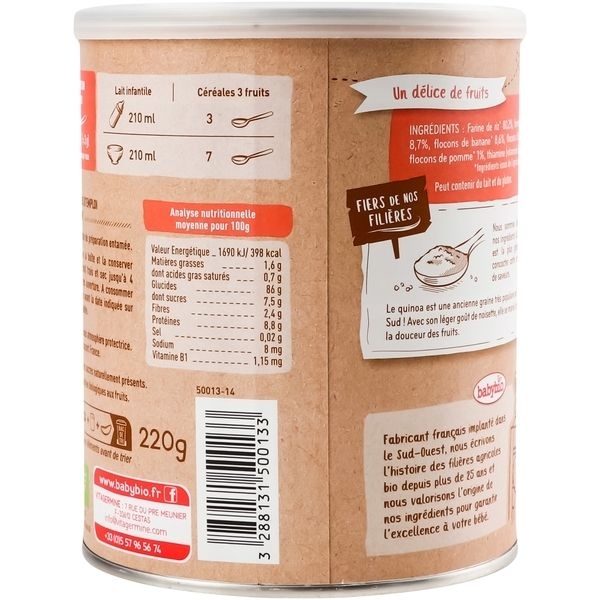 Каша злакова BabyBio з кіноа, бананом, апельсином та яблуком, 220 г - Pampik - 3