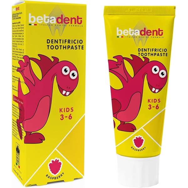 Зубная паста Betadent Raspberry Kids, 3-6 лет, 75 мл - Pampik - 2
