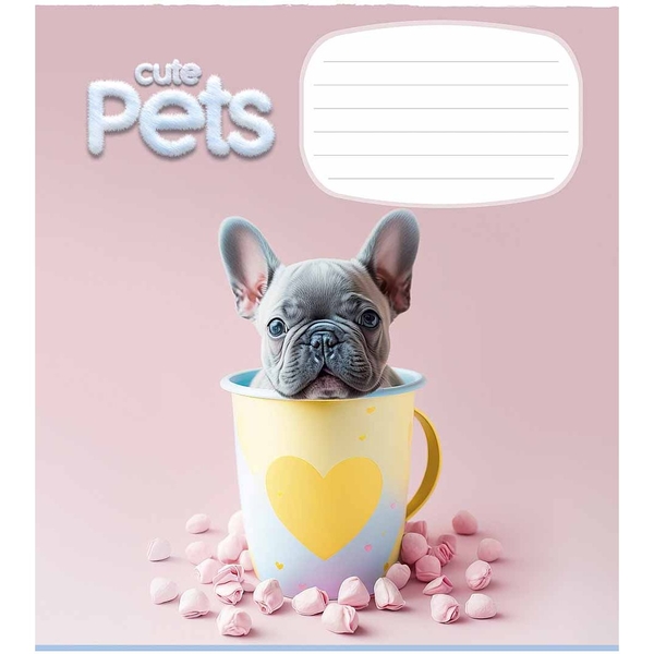 Зошит учнівський Школярик Cute pets, в клітинку, 12 аркушів, ВД-лак, 30 шт. (012-3253K) - Pampik