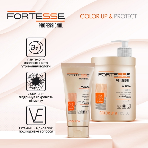 Маска Fortesse Professional Color Up & Protect Стійкість кольору, для фарбованого волосся, 200 мл - Pampik - 3
