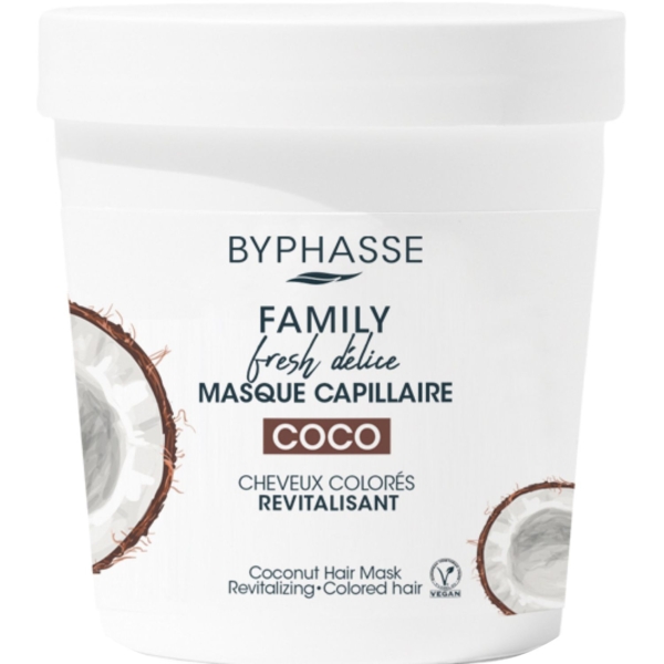 Маска для фарбованого волосся Byphasse Family Fresh Delice, з кокосом, 250 мл (775207) - Pampik