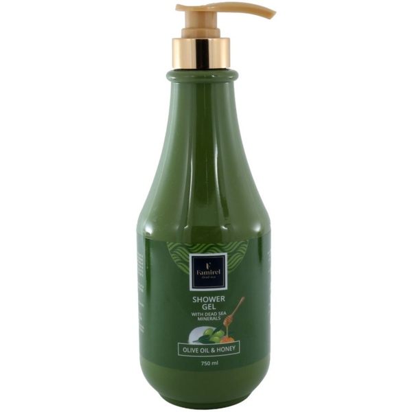 Гель для душу Famirel Олива-Мед з мінералами Мертвого моря, 750 мл - Pampik