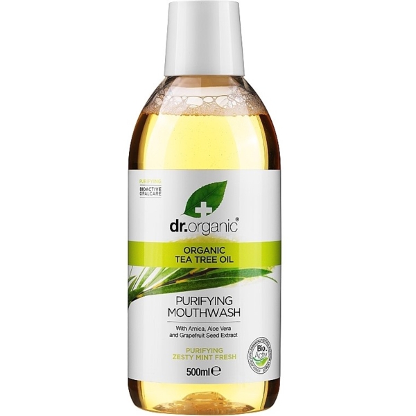 Ополаскиватель для полости рта Чайное дерево Dr.Organic Bioactive Oralcare Tea Tree Mouthwash, 500 мл - Pampik