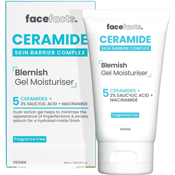Зволожуючий гель з керамідами для запаленої шкіри обличчя Face Facts Ceramide Skin Barrier Complex Blemish Gel Moisturiser 50 мл - Pampik