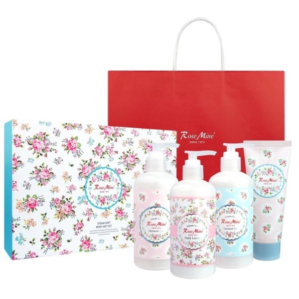 Подарунковий набір для догляду за тілом Rosemine Steam Soft Body: гель для душу, 600 мл (2 шт. х 300 мл) + лосьйон для тіла, 300 мл + крем для рук, 100 мл - Pampik