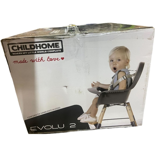 Уценка. Стул для кормления Childhome Evolu 2 с бампером антрацит (CHEVOCHNA) - Pampik - 2