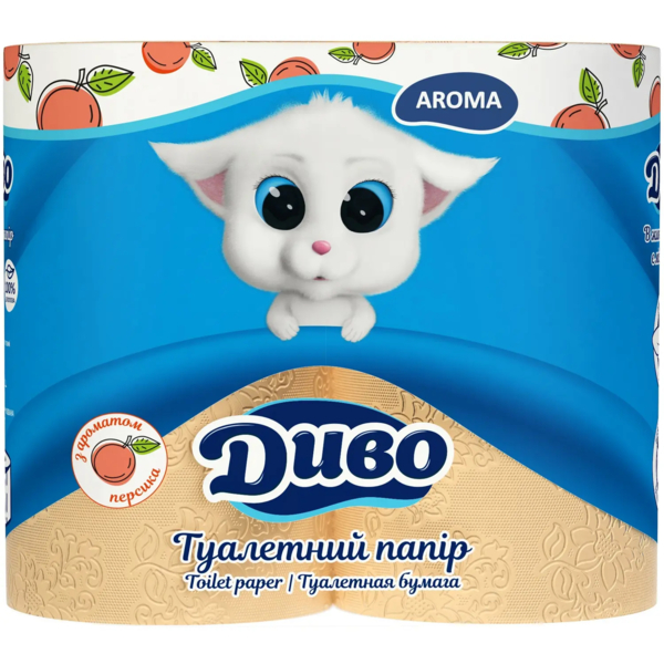 Туалетний папір Диво Aroma Персик, двошаровий, 4 рулони - Pampik