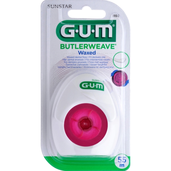 Зубна нитка GUM Butlerweave Waxed вощена, 55 м - Pampik