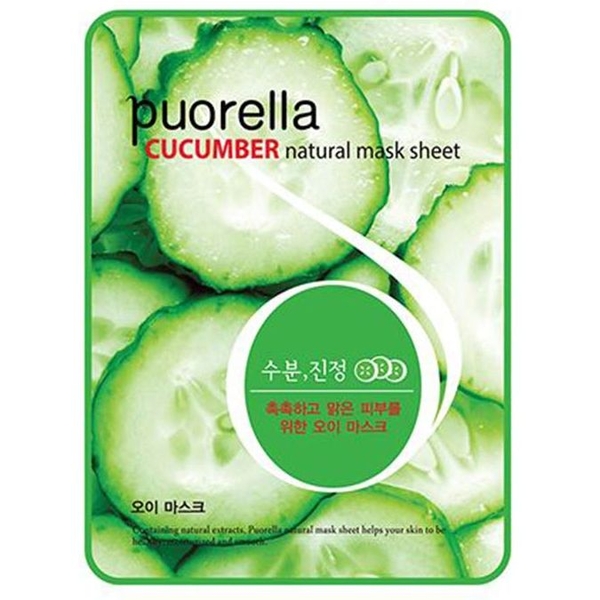 Тканинна маска для обличчя Puorella Cucumber Mask Sheet, з екстрактом огірка - Pampik