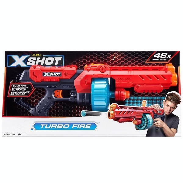 Скорострельный бластер Zuru X-Shot Red Excel Turbo Fire, 48 патронов (36270R) - Pampik