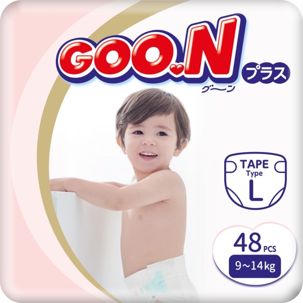 Підгузки на липучках Goo.N Plus 4/L (9-14 кг), 48 шт. - Pampik