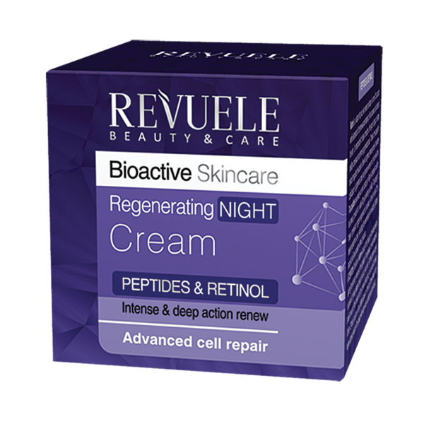 Нічний регенеруючий крем для обличчя Revuele Bioactive Peptides&Retinol Пептиди та Ретинол, 50 мл - Pampik