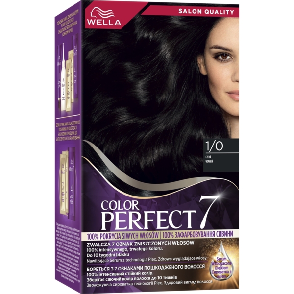 Стойкая крем-краска для волос Wella Color Perfect 1/0, Черный - Pampik