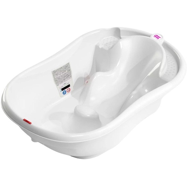 Ванночка OK Baby Onda, з анатомічною гіркою та термодатчиком, біла - Pampik
