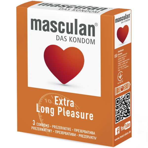 Презервативи Masculan Extra Long Pleasure, що продовжують насолоду, 3 шт. - Pampik