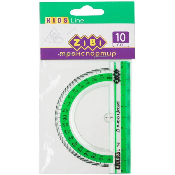 Транспортир ZiBi Kids Line 100 мм з салатовою смужкою (ZB.5640-15) - Pampik