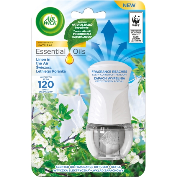 Електричний ароматизатор повітря Air Wick зі змінним флаконом ранкова свіжість (3213046) - Pampik