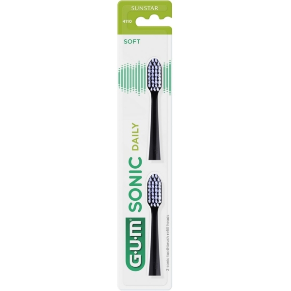 Змінна головка для зубної щітки GUM Sonic Daily чорна, 2 шт. - Pampik