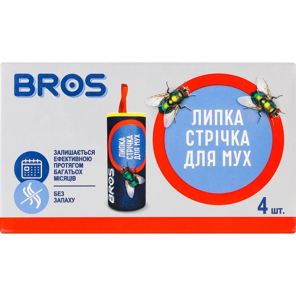Липка стрічка проти мух Bros кругла 4 шт. - Pampik
