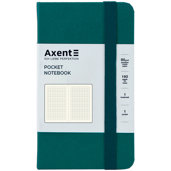 Книга записная Axent Partner A6- в клеточку 96 листов малахит (8301-31-A) - Pampik