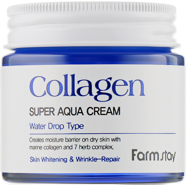 Зволожувальний крем для обличчя FarmStay Collagen Super Aqua Cream, з колагеном, 80 мл - Pampik