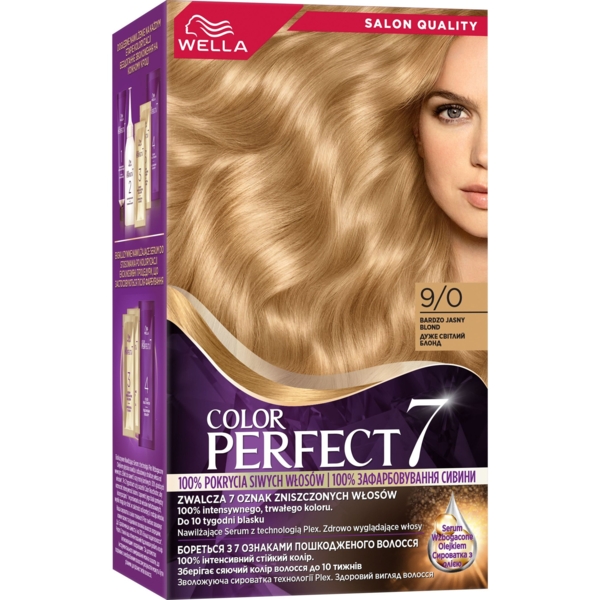 Стійка крем-фарба для волосся Wella Color Perfect 9/0 Дуже світлий блонд - Pampik