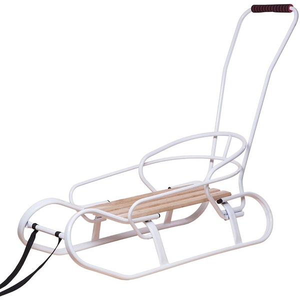 Санки Vitan Експрес зі спинкою та ручкою білі (7361) - Pampik