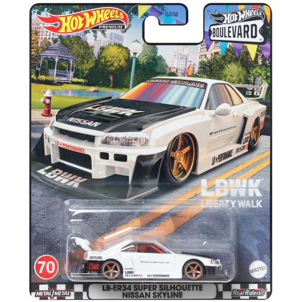 Автомодель Hot Wheels Boulevard Nissan Skyline Super Silhouette LB-ER34 біла з чорним (GJT68/HKF21) - Pampik