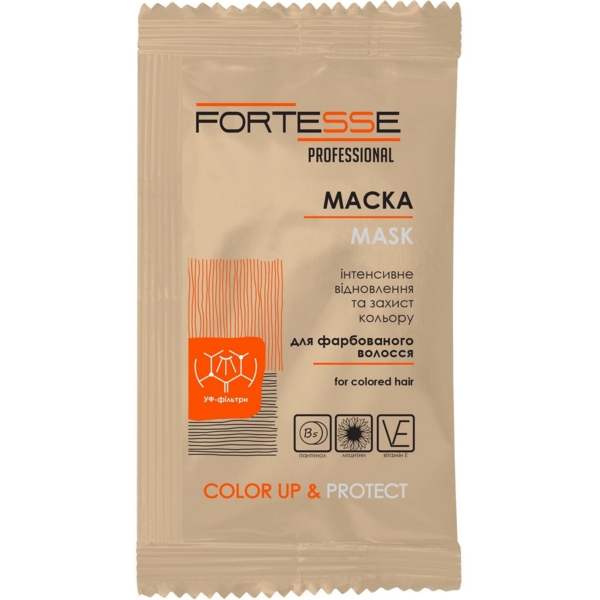 Маска Fortesse Professional Color Up & Protect Стійкість кольору, для фарбованого волосся, 15 мл - Pampik