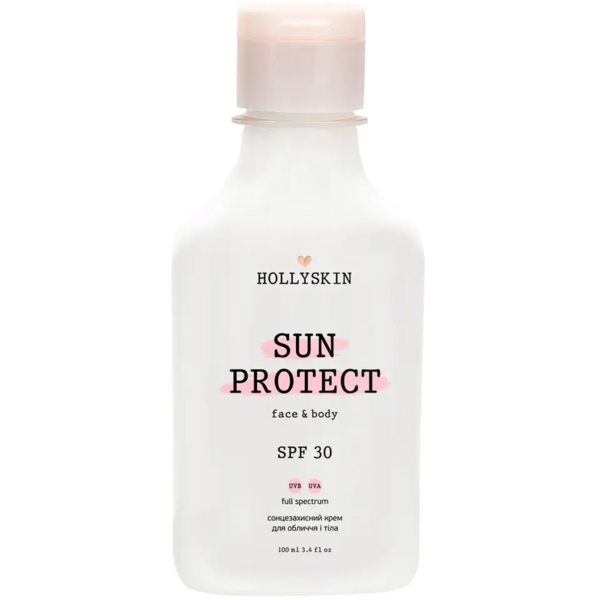 Сонцезахисний крем для обличчя і тіла Hollyskin Sun Protect SPF 30, 100 мл - Pampik